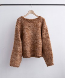 モヘアライク ボリュームスリーブ クロップドニット