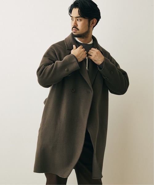 417 EDIFICE（フォーワンセブンエディフィス）の「リバーウール ラップコート（トレンチコート・メンズ・チャコールグレー/ネイビー・SMALL/MEDIUM/LARGE）」の3枚目の写真