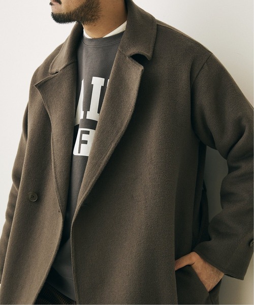 417 EDIFICE（フォーワンセブンエディフィス）の「リバーウール ラップコート（トレンチコート・メンズ・チャコールグレー/ネイビー・SMALL/MEDIUM/LARGE）」の7枚目の写真