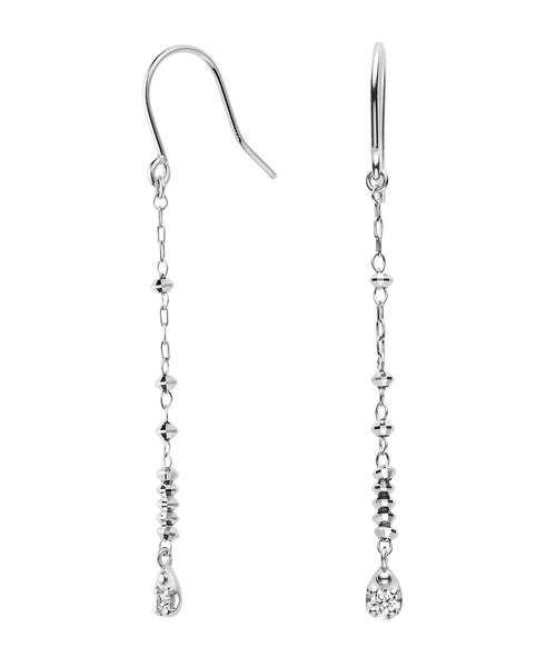 ピアス（両耳用） プラチナ ダイヤモンド ロングピアス