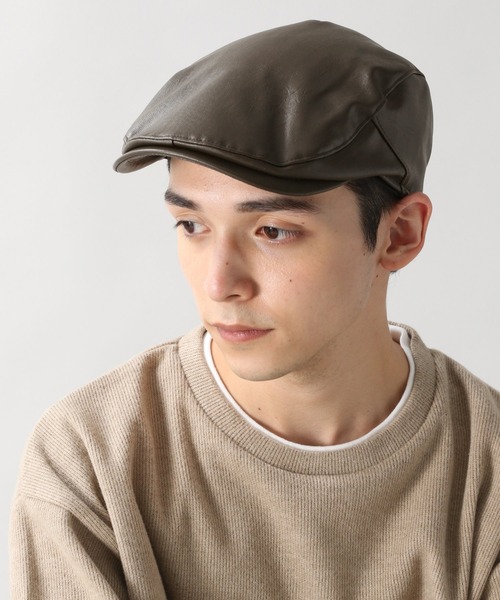 RAGEBLUE(レイジブルー)の「レザータッチハンチング/266060(ハンチング/ベレー帽・メンズ・ブラック/ダークグレー/ダークブラウン・FREE)」の3枚目の写真