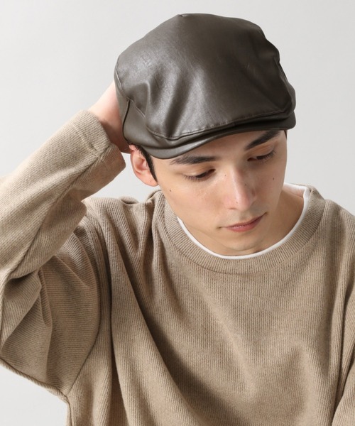 RAGEBLUE(レイジブルー)の「レザータッチハンチング/266060(ハンチング/ベレー帽・メンズ・ブラック/ダークグレー/ダークブラウン・FREE)」の8枚目の写真