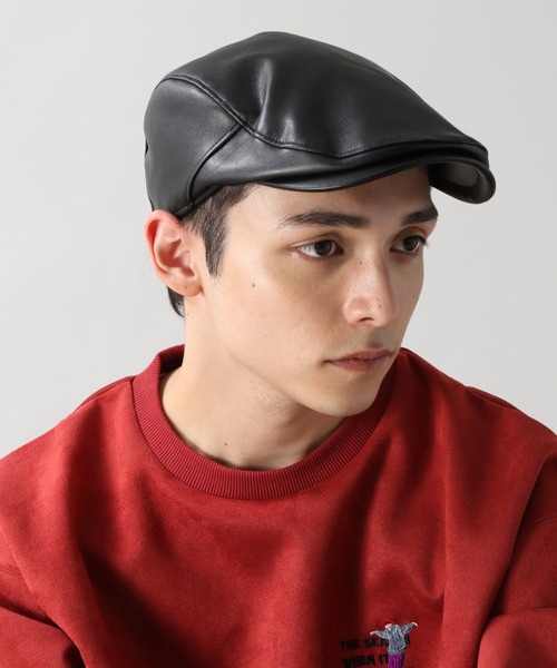 RAGEBLUE(レイジブルー)の「レザータッチハンチング/266060(ハンチング/ベレー帽・メンズ・ブラック/ダークグレー/ダークブラウン・FREE)」の5枚目の写真