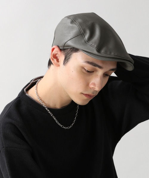 RAGEBLUE(レイジブルー)の「レザータッチハンチング/266060(ハンチング/ベレー帽・メンズ・ブラック/ダークグレー/ダークブラウン・FREE)」の10枚目の写真