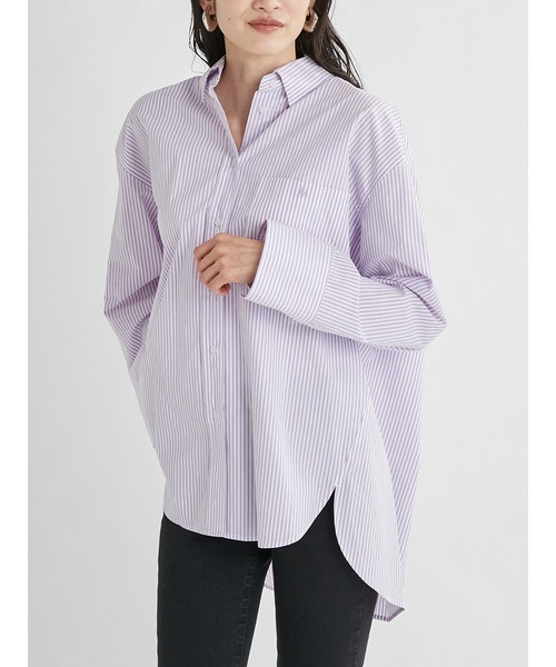 Mila Owen(ミラオーウェン)の「シャツカーブコクーンシルエットキャンペーンシャツ(シャツ/ブラウス・レディース・ブラック/オリーブ/オレンジ/ラベンダー/サックスブルー/ホワイト・FREE)」の14枚目の写真