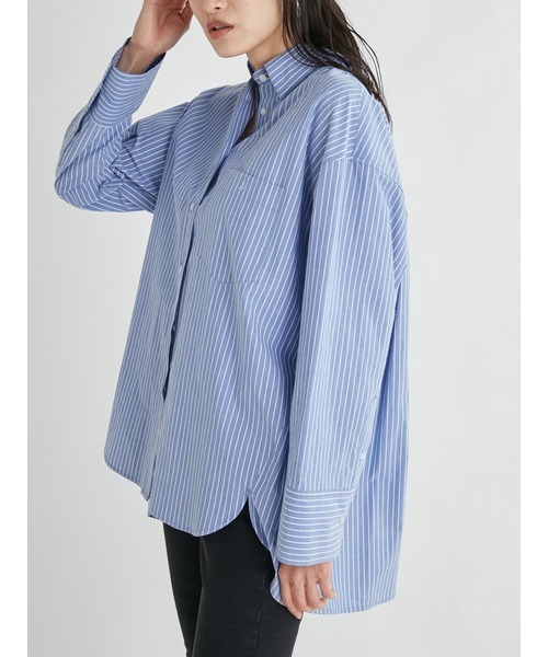 Mila Owen(ミラオーウェン)の「シャツカーブコクーンシルエットキャンペーンシャツ(シャツ/ブラウス・レディース・ブラック/オリーブ/オレンジ/ラベンダー/サックスブルー/ホワイト・FREE)」の20枚目の写真