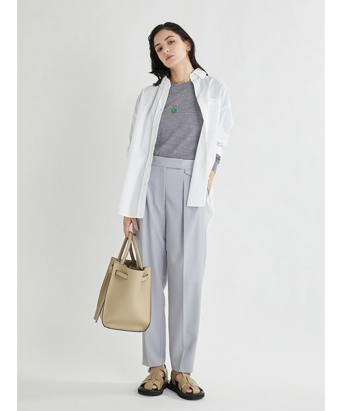 Mila Owen(ミラオーウェン)の「シャツカーブコクーンシルエットキャンペーンシャツ(シャツ/ブラウス・レディース・ブラック/オリーブ/オレンジ/ラベンダー/サックスブルー/ホワイト・FREE)」の7枚目の写真