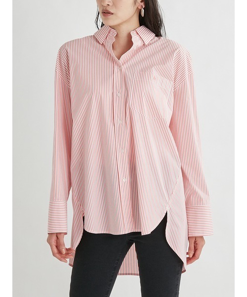 Mila Owen(ミラオーウェン)の「シャツカーブコクーンシルエットキャンペーンシャツ(シャツ/ブラウス・レディース・ブラック/オリーブ/オレンジ/ラベンダー/サックスブルー/ホワイト・FREE)」の11枚目の写真