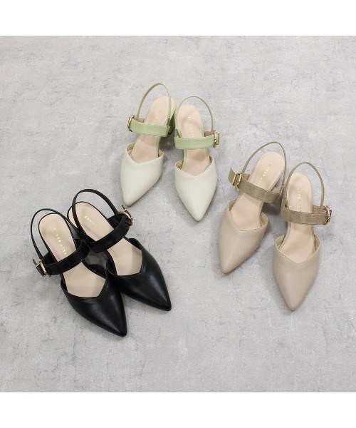 JELLY BEANS(ジェリービーンズ)の「ベルトバックバンドミュールパンプス<ふわさら>(204-52782)JELLY BEANS(ジェリービーンズ)(パンプス・レディース・ブラック/ベージュ/グリーン・SS/S/M/L/LL)」の14枚目の写真