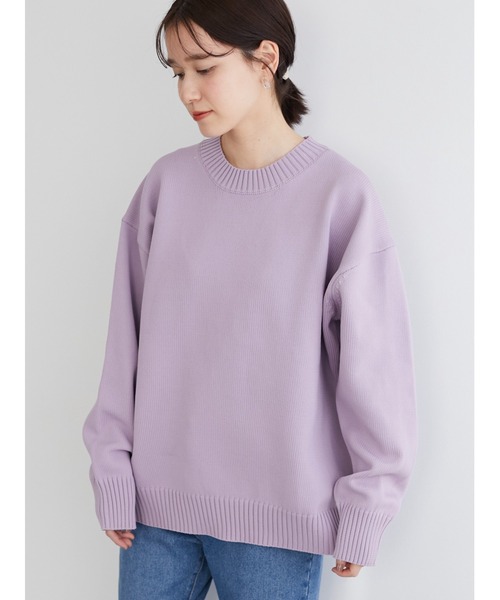 Green　Parks（グリーンパークス）の「かるくてゆったりニットプルオーバー＊（ニット/セーター・レディース・ブラック/パープル/オフホワイト/ピンク/グリーン・FREE）」の4枚目の写真