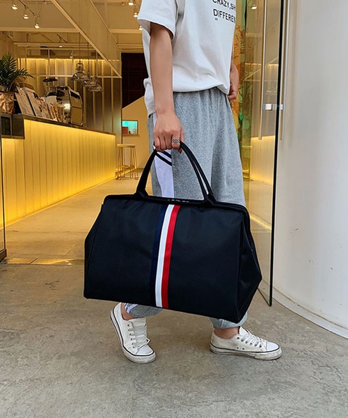 LUGG NAGG（ラグナグ）の「がま口 ストライプテープ付き ボストン