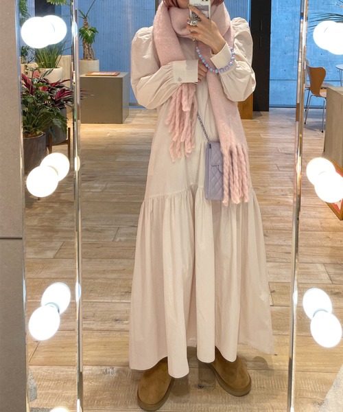 Alley by w closet（アリーバイダブルクローゼット）の「【Alley】ハリハリ生地後ろあきボリュームワンピース（ワンピース・レディース・ベージュ/イエロー・FREE）」の16枚目の写真