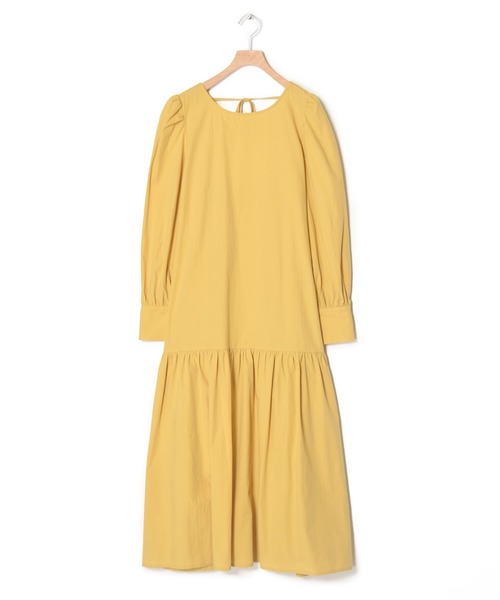Alley by w closet（アリーバイダブルクローゼット）の「【Alley】ハリハリ生地後ろあきボリュームワンピース（ワンピース・レディース・ベージュ/イエロー・FREE）」の18枚目の写真