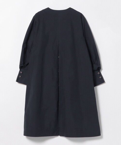 BEAMS HEART バックタックノーカラー ロングコート ネイビー Sサイズ BEAMS HEART（ビームス ハート）バックタック ノーカラー ロング