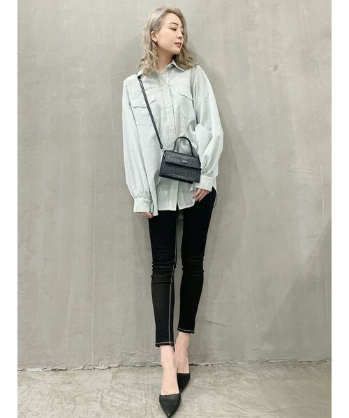 GYDA（ジェイダ）の「LOOSEストライプシャツ（シャツ/ブラウス・レディース・ネイビー/ミント・FREE）」の12枚目の写真