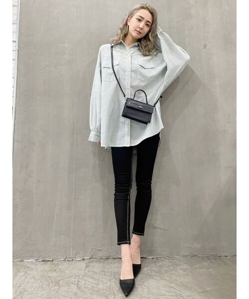 GYDA（ジェイダ）の「LOOSEストライプシャツ（シャツ/ブラウス・レディース・ネイビー/ミント・FREE）」の13枚目の写真