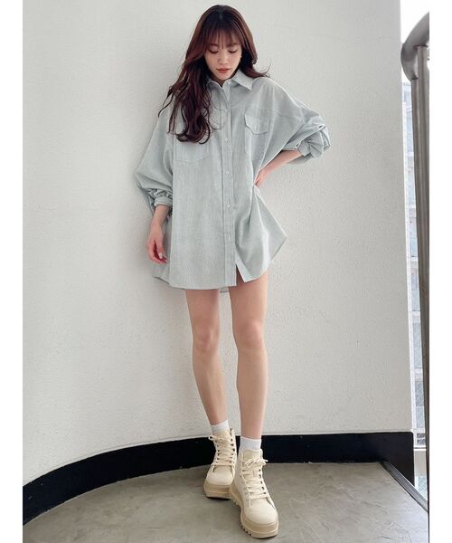 GYDA（ジェイダ）の「LOOSEストライプシャツ（シャツ/ブラウス・レディース・ネイビー/ミント・FREE）」の15枚目の写真