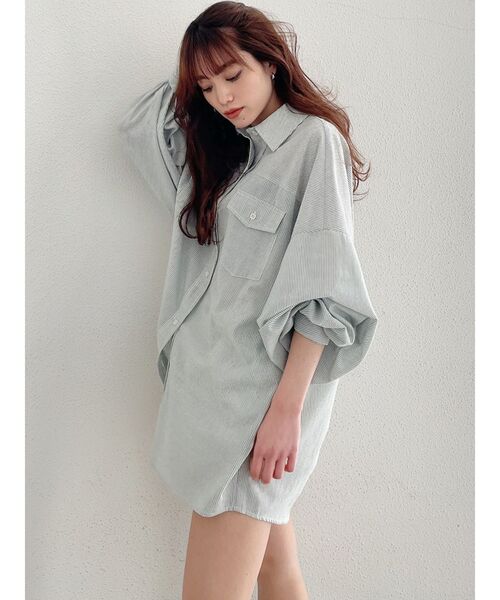 GYDA（ジェイダ）の「LOOSEストライプシャツ（シャツ/ブラウス・レディース・ネイビー/ミント・FREE）」の17枚目の写真