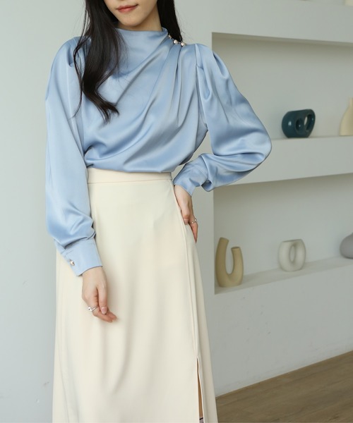 MAISON DE THERESE(メゾン ド テレーズ)の「バックジップ ギャザーショルダー シャツブラウス(シャツ/ブラウス・レディース・ホワイト/ベージュ/ライトピンク/ライトグリーン/ブルー・MEDIUM)」の5枚目の写真