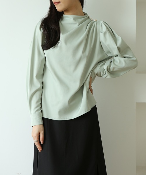 MAISON DE THERESE(メゾン ド テレーズ)の「バックジップ ギャザーショルダー シャツブラウス(シャツ/ブラウス・レディース・ホワイト/ベージュ/ライトピンク/ライトグリーン/ブルー・MEDIUM)」の12枚目の写真