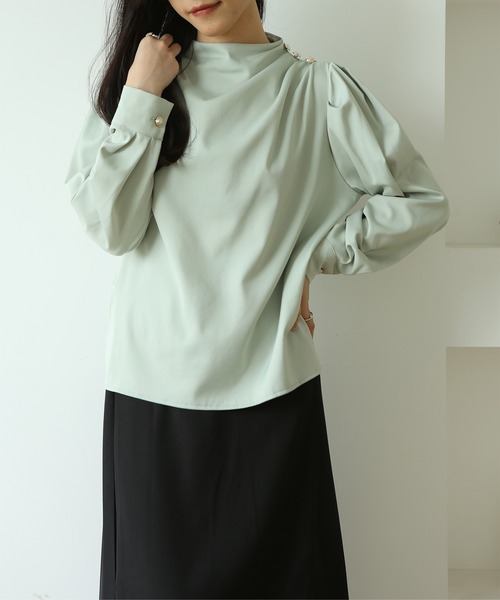 MAISON DE THERESE(メゾン ド テレーズ)の「バックジップ ギャザーショルダー シャツブラウス(シャツ/ブラウス・レディース・ホワイト/ベージュ/ライトピンク/ライトグリーン/ブルー・MEDIUM)」の13枚目の写真