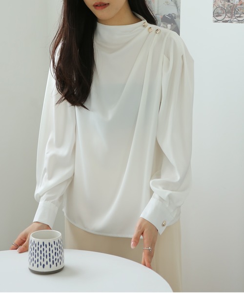 MAISON DE THERESE(メゾン ド テレーズ)の「バックジップ ギャザーショルダー シャツブラウス(シャツ/ブラウス・レディース・ホワイト/ベージュ/ライトピンク/ライトグリーン/ブルー・MEDIUM)」の15枚目の写真