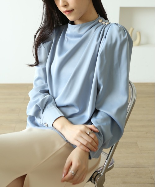 MAISON DE THERESE(メゾン ド テレーズ)の「バックジップ ギャザーショルダー シャツブラウス(シャツ/ブラウス・レディース・ホワイト/ベージュ/ライトピンク/ライトグリーン/ブルー・MEDIUM)」の20枚目の写真