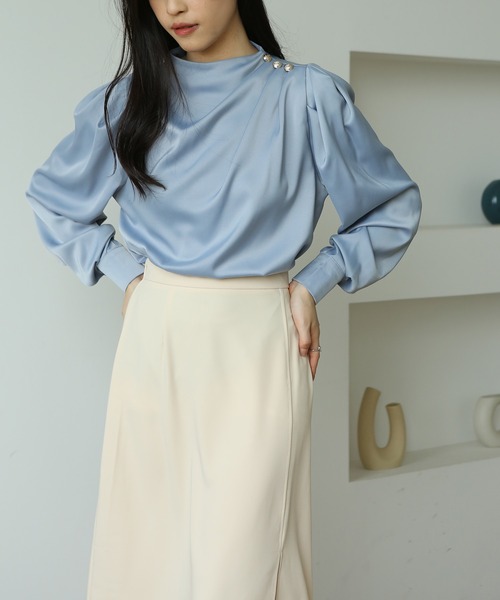 MAISON DE THERESE(メゾン ド テレーズ)の「バックジップ ギャザーショルダー シャツブラウス(シャツ/ブラウス・レディース・ホワイト/ベージュ/ライトピンク/ライトグリーン/ブルー・MEDIUM)」の21枚目の写真
