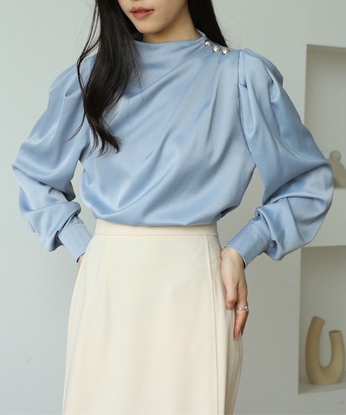 MAISON DE THERESE(メゾン ド テレーズ)の「バックジップ ギャザーショルダー シャツブラウス(シャツ/ブラウス・レディース・ホワイト/ベージュ/ライトピンク/ライトグリーン/ブルー・MEDIUM)」の22枚目の写真