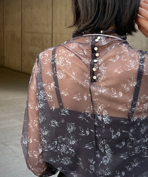 &g'aime（アンジェム）の「【＆g'aime】花柄シアータートルネック（Tシャツ/カットソー・レディース・ホワイト/ブラック/チャコール・FREE）」の20枚目の写真