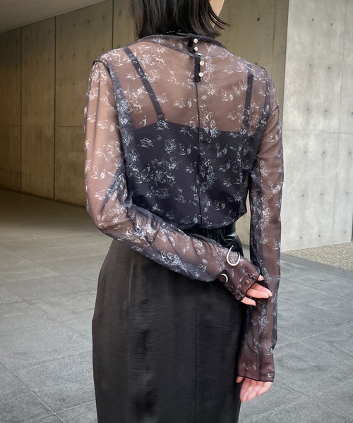 &g'aime（アンジェム）の「【＆g'aime】花柄シアータートルネック（Tシャツ/カットソー・レディース・ホワイト/ブラック/チャコール・FREE）」の19枚目の写真