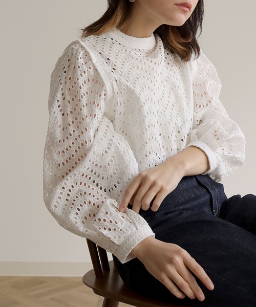 HER CLOSET(ハークローゼット)の「【shemoshelly】カットレースボリュームスリーブブラウス(シャツ/ブラウス・レディース・ブラック/オフホワイト/モカ/グレイッシュベージュ・M)」の22枚目の写真