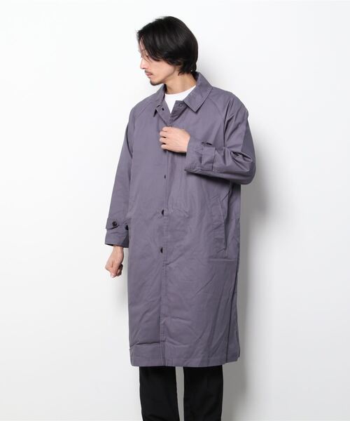 Beno（ビーノ）の「コットンツイル オーバーサイズ スプリング バルカラーコート（ステンカラーコート・メンズ・チャコールグレー/ライトグレー/ブラック/ベージュ/オフホワイト/オリーブ/ベージュ系その他/グレイッシュブルー・M/L）」の8枚目の写真