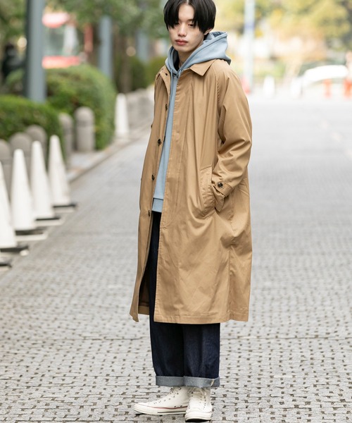 Beno（ビーノ）の「コットンツイル オーバーサイズ スプリング バルカラーコート（ステンカラーコート・メンズ・チャコールグレー/ライトグレー/ブラック/ベージュ/オフホワイト/オリーブ/ベージュ系その他/グレイッシュブルー・M/L）」の5枚目の写真