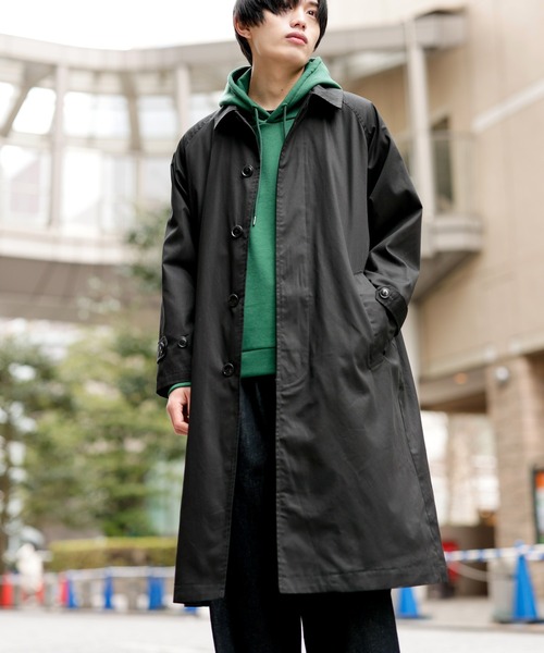 Beno（ビーノ）の「コットンツイル オーバーサイズ スプリング バルカラーコート（ステンカラーコート・メンズ・チャコールグレー/ライトグレー/ブラック/ベージュ/オフホワイト/オリーブ/ベージュ系その他/グレイッシュブルー・M/L）」の2枚目の写真