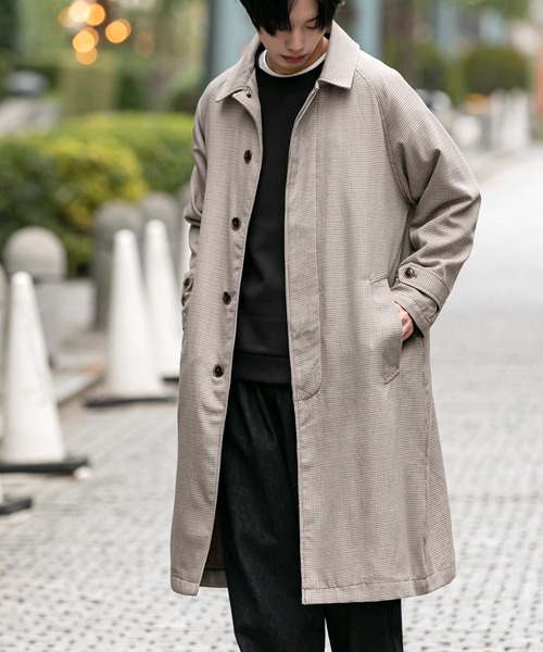 Beno（ビーノ）の「コットンツイル オーバーサイズ スプリング バルカラーコート（ステンカラーコート・メンズ・チャコールグレー/ライトグレー/ブラック/ベージュ/オフホワイト/オリーブ/ベージュ系その他/グレイッシュブルー・M/L）」の22枚目の写真