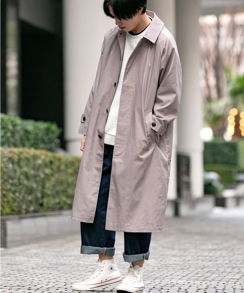 Beno（ビーノ）の「コットンツイル オーバーサイズ スプリング バルカラーコート（ステンカラーコート・メンズ・チャコールグレー/ライトグレー/ブラック/ベージュ/オフホワイト/オリーブ/ベージュ系その他/グレイッシュブルー・M/L）」の17枚目の写真