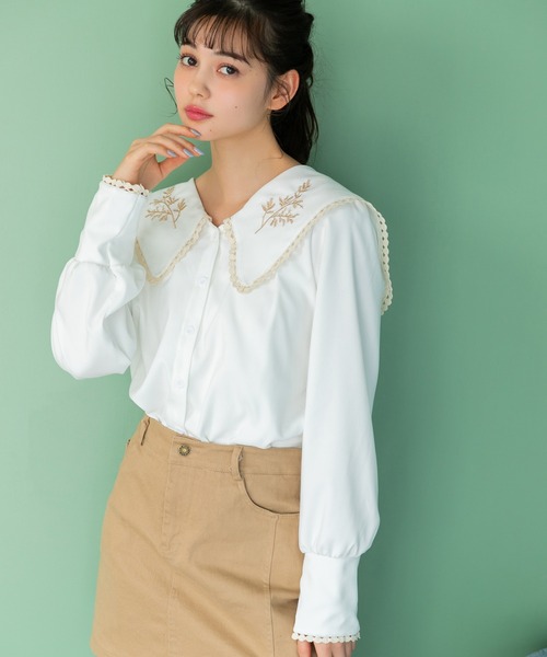 fifth(フィフス)の「フラワー刺繍ビッグカラーブラウス(シャツ/ブラウス・レディース・ホワイト・M)」の5枚目の写真