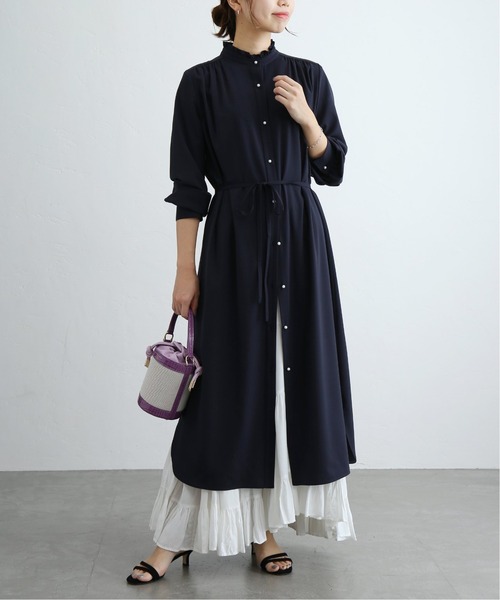 フリルバンドカラーパールワンピース シャツワンピース Totalite La La Totalite ラトータリテ のシャツワンピース フリルバンドカラーパールワンピース を購入できます La Totalite ラトータリテ のファッション