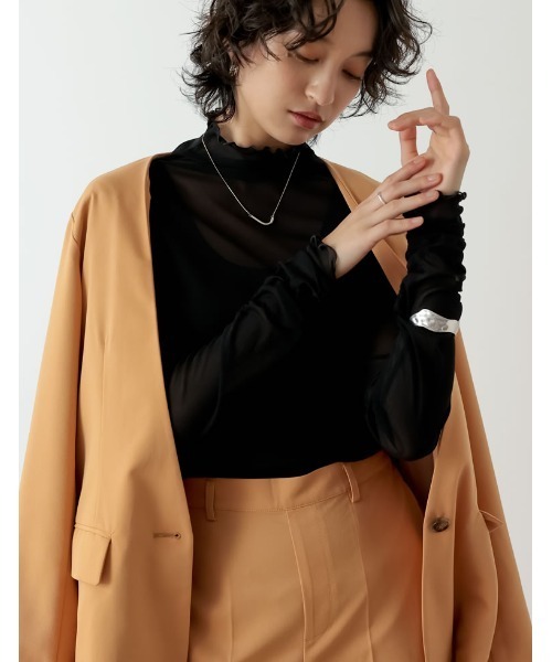 Re:EDIT(リエディ)の「パワーメッシュシアートップス(Tシャツ/カットソー・レディース・ブラック/グレー/ダークグリーン/ライトグリーン/モカ/オレンジ・MEDIUM)」の13枚目の写真
