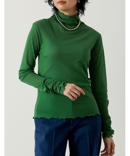 Re:EDIT(リエディ)の「パワーメッシュシアートップス(Tシャツ/カットソー・レディース・ブラック/グレー/ダークグリーン/ライトグリーン/モカ/オレンジ・MEDIUM)」の18枚目の写真