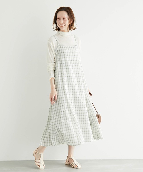 ROPE' PICNIC（ロペピクニック）の「【2WAY】ギンガムチェックワンピース（ワンピース・レディース・ブラック/ベージュ/ライトグリーン・38）」の19枚目の写真