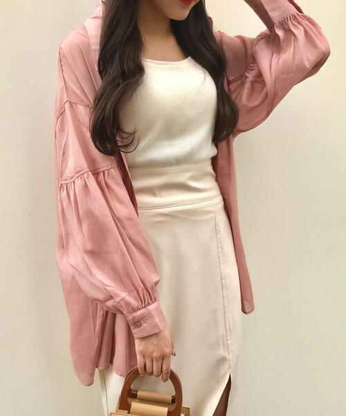 INGNI（イング）の「ラメシアーBIG／シャツ（シャツ/ブラウス・レディース・ブルー/イエロー/アイボリー/ピンク/ミント/ピンク系/ブラウン/パープル・M）」の7枚目の写真