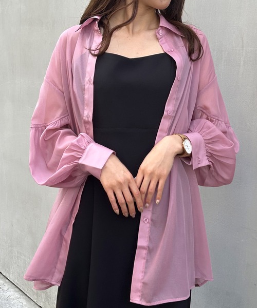 INGNI（イング）の「ラメシアーBIG／シャツ（シャツ/ブラウス・レディース・ブルー/イエロー/アイボリー/ピンク/ミント/ピンク系/ブラウン/パープル・M）」の8枚目の写真