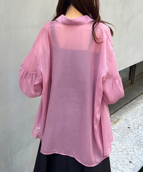 INGNI（イング）の「ラメシアーBIG／シャツ（シャツ/ブラウス・レディース・ブルー/イエロー/アイボリー/ピンク/ミント/ピンク系/ブラウン/パープル・M）」の14枚目の写真