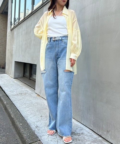 INGNI（イング）の「ラメシアーBIG／シャツ（シャツ/ブラウス・レディース・ブルー/イエロー/アイボリー/ピンク/ミント/ピンク系/ブラウン/パープル・M）」の19枚目の写真