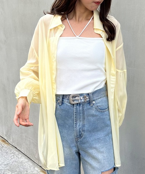 INGNI（イング）の「ラメシアーBIG／シャツ（シャツ/ブラウス・レディース・ブルー/イエロー/アイボリー/ピンク/ミント/ピンク系/ブラウン/パープル・M）」の22枚目の写真