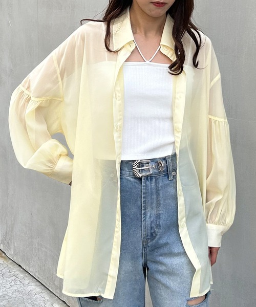 INGNI（イング）の「ラメシアーBIG／シャツ（シャツ/ブラウス・レディース・ブルー/イエロー/アイボリー/ピンク/ミント/ピンク系/ブラウン/パープル・M）」の21枚目の写真