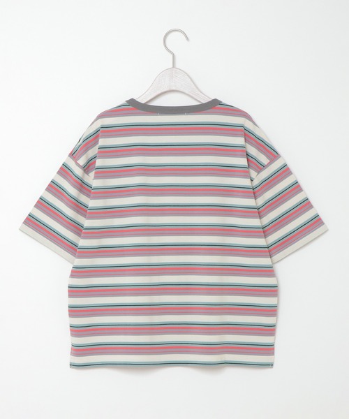 LBC(エルビーシー)の「カラフルボーダーリンガーTシャツ(Tシャツ/カットソー・レディース・グレー/ブラウン・L/M)」の5枚目の写真