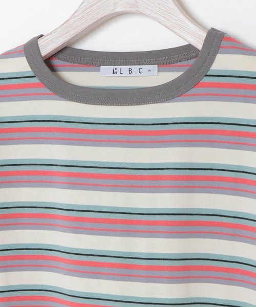 LBC(エルビーシー)の「カラフルボーダーリンガーTシャツ(Tシャツ/カットソー・レディース・グレー/ブラウン・L/M)」の3枚目の写真